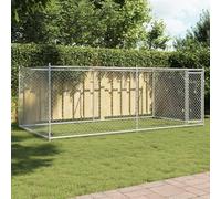 Drillkyn Niche pour chien avec porte grise en acier galvanisé - 4 x 2 x 1,5 m - Résistant aux intempéries - Pour jardin, camping, intérieur - Pliable - Modulaire
