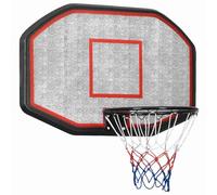 Drillkyn Panier de basket-ball noir en polyéthylène 90 x 60 cm avec anneau en acier et filet en nylon, montage mural pour terrain de sport intérieur et extérieur, entraînement et opération de jeu