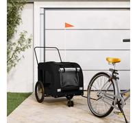 Drillkyn Remorque de vélo pour animaux de compagnie, rouge et gris, pliable, respirante, avec sangle et frein, idéale pour l'extérieur, le parc, les voyages, la promenade, le transport sûr