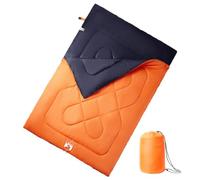 Drillkyn Sac de couchage double avec oreiller, pour adulte, camping, 3-4 saisons, polyester 220x avec boucle de suspension, imperméable, respirant, compact, ultra léger