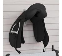 Drillkyn Support de selle à un bras pliable noir en fer revêtu par pulvérisation avec crochet à bride, peu encombrant et robuste pour selle de cheval, selle d'équitation, bride et rangement d'écurie