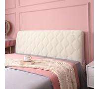 DRIMEE Velours Housse de Tête de Lit 140/160/180, Couvre-tête de Lit Épaissir Élasticité Couverture de Protection de La Tête de Lit Housse de Décoration de Dossier,Off White,100cm/39in