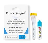 Drink Angel Lot de 10 kits de test de drogues discrets en déplacement pour kétamine et GHB | Tests de drogues testés cliniquement | Tests anti-pointes | Prévention des pics de boisson (bleu fluo)