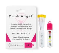 Drink Angel Lot de 10 kits de test de drogues discrets en déplacement pour kétamine et GHB | Tests de drogues testés cliniquement | Tests anti-pointes | Prévention des pics de boisson (rose fluo)