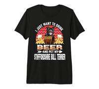 Drink Beer and Pet My Staffordshire Bull Terrier Dog Lover T-Shirt Haut de Gamme