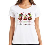 Drink Drank Drunk Drôle Verre à vin Père Noël Cadeau Femme T-shirt, Blanc., XL