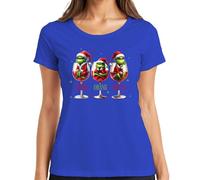 Drink Drank Drunk Drôle Verre à vin Père Noël Cadeau Femme T-shirt, bleu, M