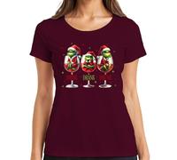 Drink Drank Drunk Drôle Verre à vin Père Noël Cadeau Femme T-shirt, bordeaux, XXL