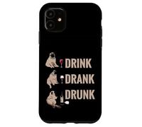 Drink Drank Drunk Pug Drinking Wine Meme Hilarious Coque pour iPhone 11