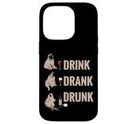 Drink Drank Drunk Pug Drinking Wine Meme Hilarious Coque pour iPhone 14 Pro
