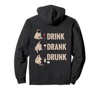 Drink Drank Drunk Pug Drinking Wine Meme Hilarious Sweat à Capuche