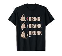 Drink Drank Drunk Pug Drinking Wine Meme Hilarious T-Shirt