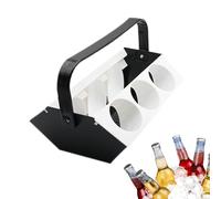 Drink Holder With Handle, Portable Beer Carry Tray, Ice Compartment Organizer, 6-Slot Beverage Accessory, Outdoor Party Gear, Suitable for Travel Camping Fishing Hiking Backpacking Sports Garden BBQ