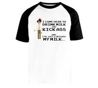 Drink Milk, Kick Ass - Moss, The It Crowd T-Shirt Baseball Blanc Unisexe Manches Courtes Noir