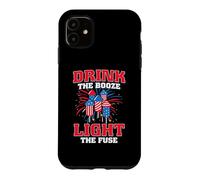 Drink The Booze Light The Fuse American Flag 4th of July Coque pour iPhone 11