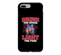 Drink The Booze Light The Fuse American Flag 4th of July Coque pour iPhone 7 Plus/8 Plus