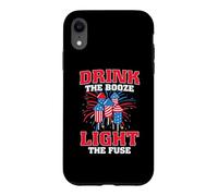 Drink The Booze Light The Fuse American Flag 4th of July Coque pour iPhone XR