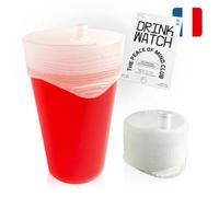 Drink Watch - Pack de 50 | Capuchon pour verres anti drogues | capote de verre Anti-Intrusion & Anti-Renversement | Réutilisable | Silicone alimentaire certifié | Fabriqué en France