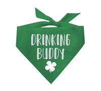 Drinking Buddy Bandana pour Chien | Triangle 100% Coton | Fabriqué aux États-Unis | Accessoire Amusant pour séance Photo de la Saint-Patrick | Trèfle | Événement ou fête | Vert Taille Unique (260)