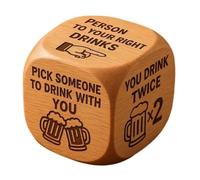 Drinking Game Dice - Engraved Wooden Six Sided Challenge Party Toy Set