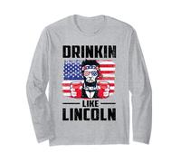 Drinking Like Lincoln Merica Flag Patriotic 4th of July Manche Longue