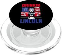 Drinking Like Lincoln Merica Flag Patriotic 4th of July PopSockets PopGrip pour MagSafe