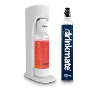 Drinkmate Machine à eau et jus de vin mousseux à cocktail sans alcool pour gazéifier n'importe quelle boisson avec un bouton poussoir, avec bouteille de 1 l et cylindre de CO2 de 60 litres, blanc