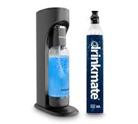 Drinkmate Machine à eau et jus de vin mousseux à cocktail sans alcool pour gazéifier n'importe quelle boisson avec un bouton poussoir, avec bouteille de 1 l et cylindre de CO2 de 60 litres, noir mat