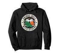 Drinks Well with Others Funny Irish Lucky Clover Beer Toast Sweat à Capuche