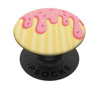 Drip and Sprinkle Striped Pink and Yellow Melting Ice Cream PopSockets PopGrip Adhésif