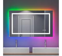 Dripex 100x60cm Miroir LED Salle de Bain Anti-Buée, 45W Miroir Salle de Bain de Vanité RGB Multicolore pour la Maison, Hôtel, Fonction Mémoire, lnterrupteur Tactile (RGB + Dimmable + 3 Couleurs)