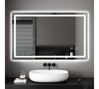 Dripex 100x60cm Miroir Salle de Bain avec 30 Watt Éclairage, Miroir Mural LED Anti-Buée, Dimmable à 3 Couleurs de Lumière, Interrupteur Tactile, Antidéflagrant