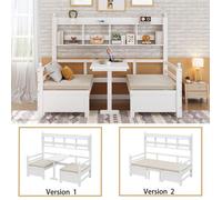 DRIPEX 2 en 1 Lit 200x90 cm et Bureau avec étagère de rangement,Lit avec coussins confortables,Blanc