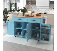 DRIPEX Buffet avec 3 portes et 2 tiroirs de rangement,Grand chariot avec roues,armoire avec plan de travail en