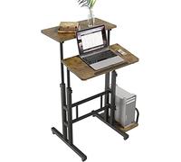Dripex Bureau Debout réglable en Hauteur 60 x 60 cm avec 4 roulettes - Table pour Ordinateur Portable - Inclinable - pour la Maison, Le Bureau - Marron Vintage + Noir