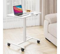 Dripex Bureau d'ordinateur réglable en hauteur avec roulettes, petit bureau debout mobile, table de soins, table d'appoint pour salon, siège debout, table PC, blanc