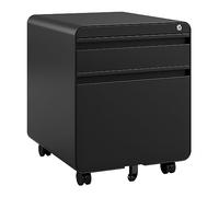 Dripex Caisson de Bureau à Roulette 2 Tiroirs, Meuble Dossier Suspendu, Caisson Métal Verrouillable 40 x 45 x 50 cm - Noir