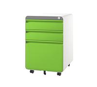 Dripex Caisson de Bureau à Roulette 3 Tiroirs, Meuble Dossier Suspendu, Caisson Métal Verrouillable 40 x 45 x 60 cm - Vert Mate
