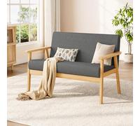 Dripex - Canapé 2 Places - Moderne et scandinave - en Bois et Lin - pour Salon, Chambre à Coucher, Bureau - Gris foncé - 113 x 67 x 75 cm