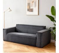 DRIPEX Canapé droit 2 places moderne en velours côtelé pour salon,Gris,178×86×70cm,entièrement compressé,aucun assemblage requis