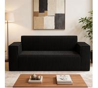 DRIPEX Canapé droit 2 places moderne en velours côtelé pour salon,Noir,178×86×70cm,entièrement compressé,aucun assemblage requis