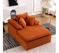 DRIPEX Canapé fauteuil longue moderne en velours côtelé Orange,canapé-lit Paresseux,fauteuil relax sans montage,177×122×92cm