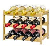 Dripex Casier à Vin Range Bouteilles Horizontal, 3 étages pour 12 Bouteilles en Bambou Etagère Dimension 40x24 x30cm Porte-Bouteilles Adaptées à la Table, à la Cuisine, au Bar, à la Cave