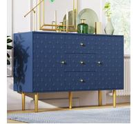 Dripex Commode de Chambre - 2 portes 3 tiroirs - Plateau réglable - Buffet Bas Salon 82x120x40cm - Bleu marine