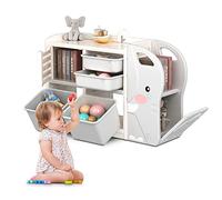 Dripex Étagère à jouets pour enfants avec 2 compartiments et 2 boîtes de rangement 101 x 31 x 64,5 cm