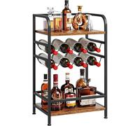 Dripex Étagère à vin à 4 étages - Petite étagère à bouteilles pour 8 bouteilles - Porte-bouteilles autoportant avec plateau de table - Pour cave, bar et salle de rangement - Étagère d'exposition - 43