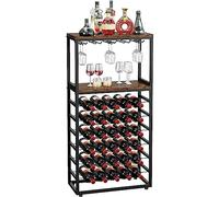 Dripex Étagère à vin pour 30 Bouteilles, étagère à Bouteilles Autonome avec Support en Verre et Plateau de Table,Vintage, pour Cuisine, Bar, Cave, Salle à Manger, 59 x 30 x 141 cm