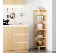 Dripex Étagère d'angle en bambou, Meuble de Rangement, revêtement en vernis, stable et durable, pour toutes les pièces, 30 x 30 x 110 cm