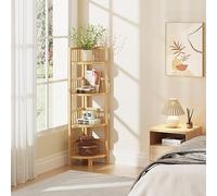 Dripex Étagère d'angle en bambou, revêtement en vernis, stable et durable, meuble d'angle pour toutes les pièces, 30 x 30 x 104 cm