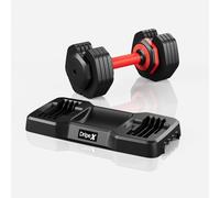 Dripex Haltère Réglable 2 à 11 kg, 5 en 1 Ensemble d'Haltères avec Base de Rangement, pour la Musculation, l'haltérophilie, l'entraînement à Domicile et à Salle de Sport - Noir et Rouge
